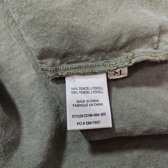Anthropologie Cloth & Stone Shirt Women M Button Raw Hem Tencel Lyocell Top Fall - Picture 10 of 11